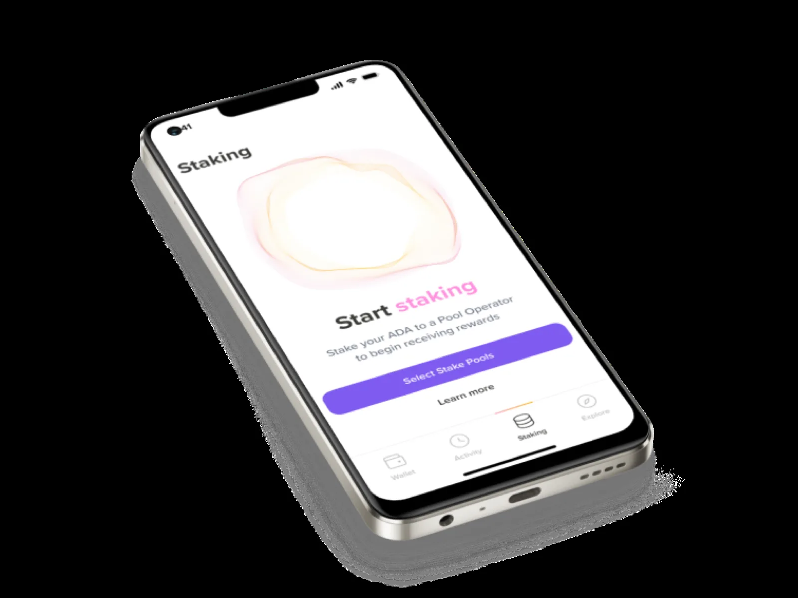 Pool selection, delegation, and rewards tracking on mobile.