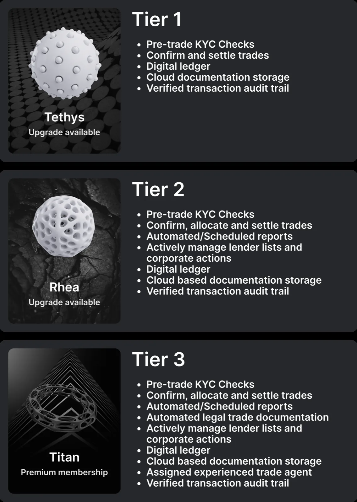 The tiered feature and pricing model.