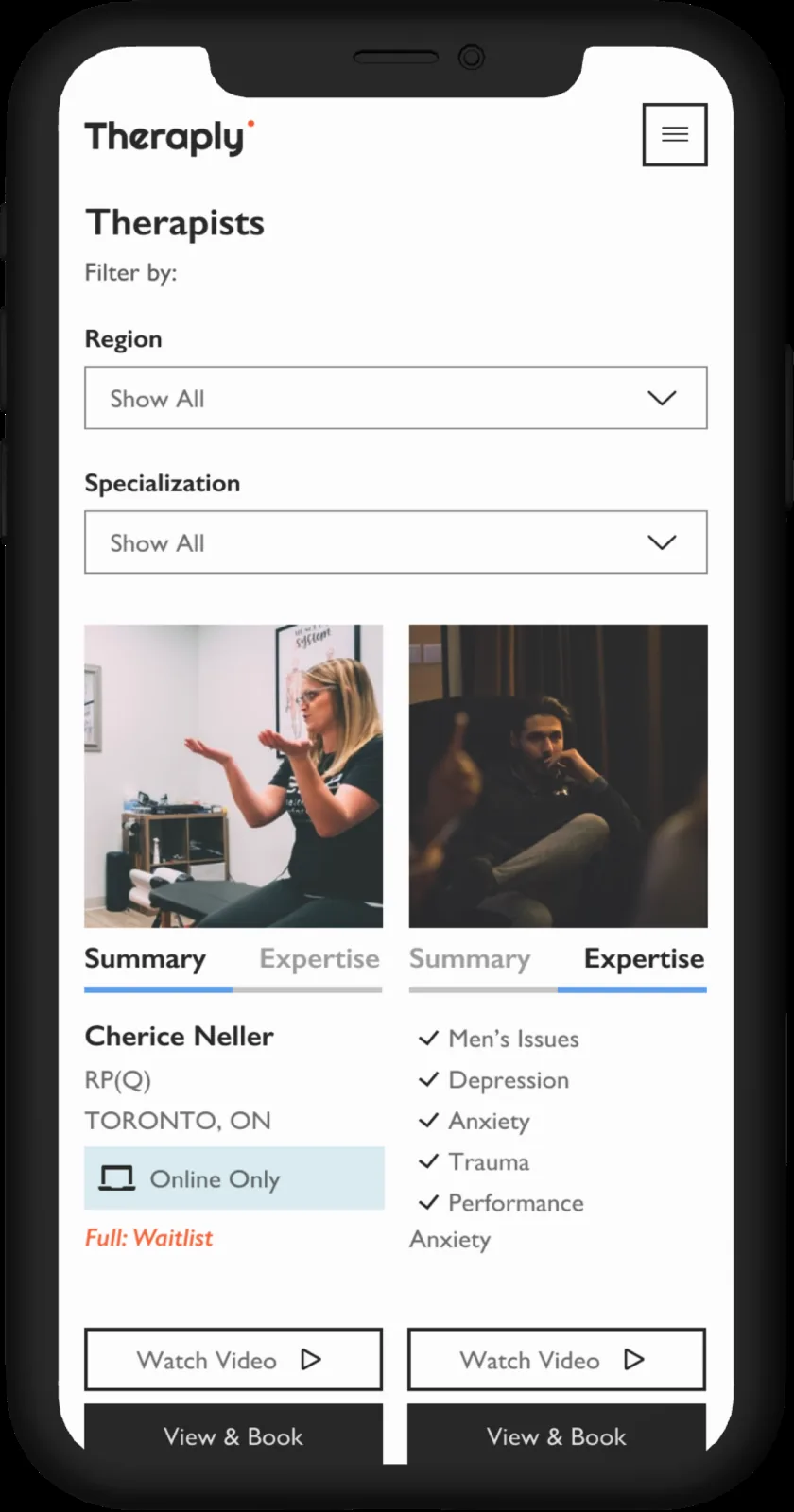 The original listing page and its confusing 'browse videos' element.